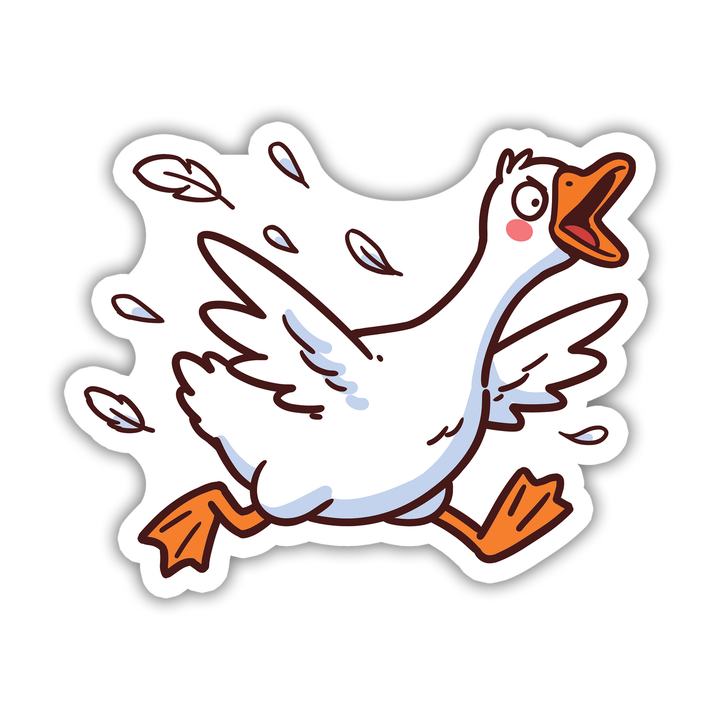 Cartoon goose sticker with a white background