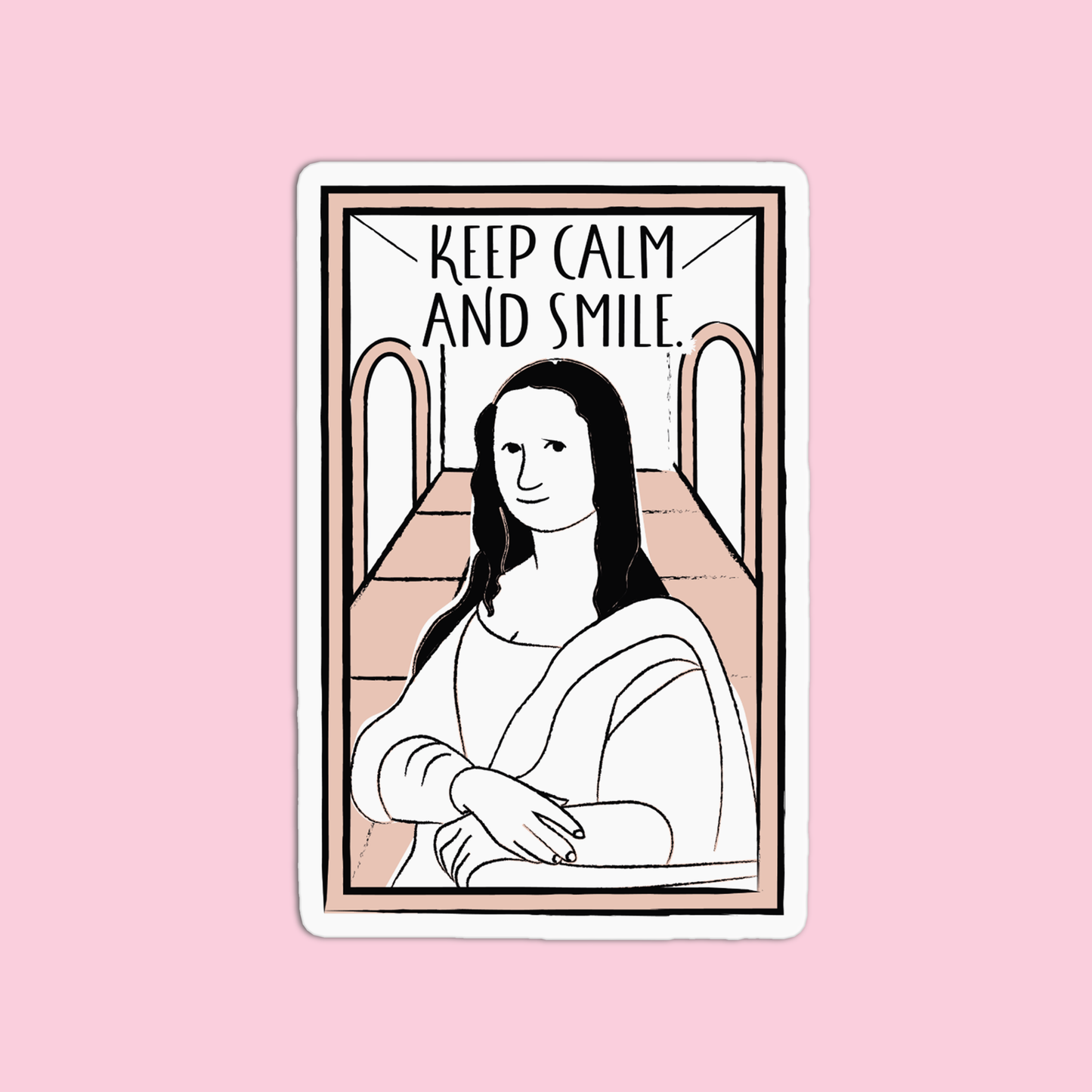 Keep Calm And Smile Line Art Sticker