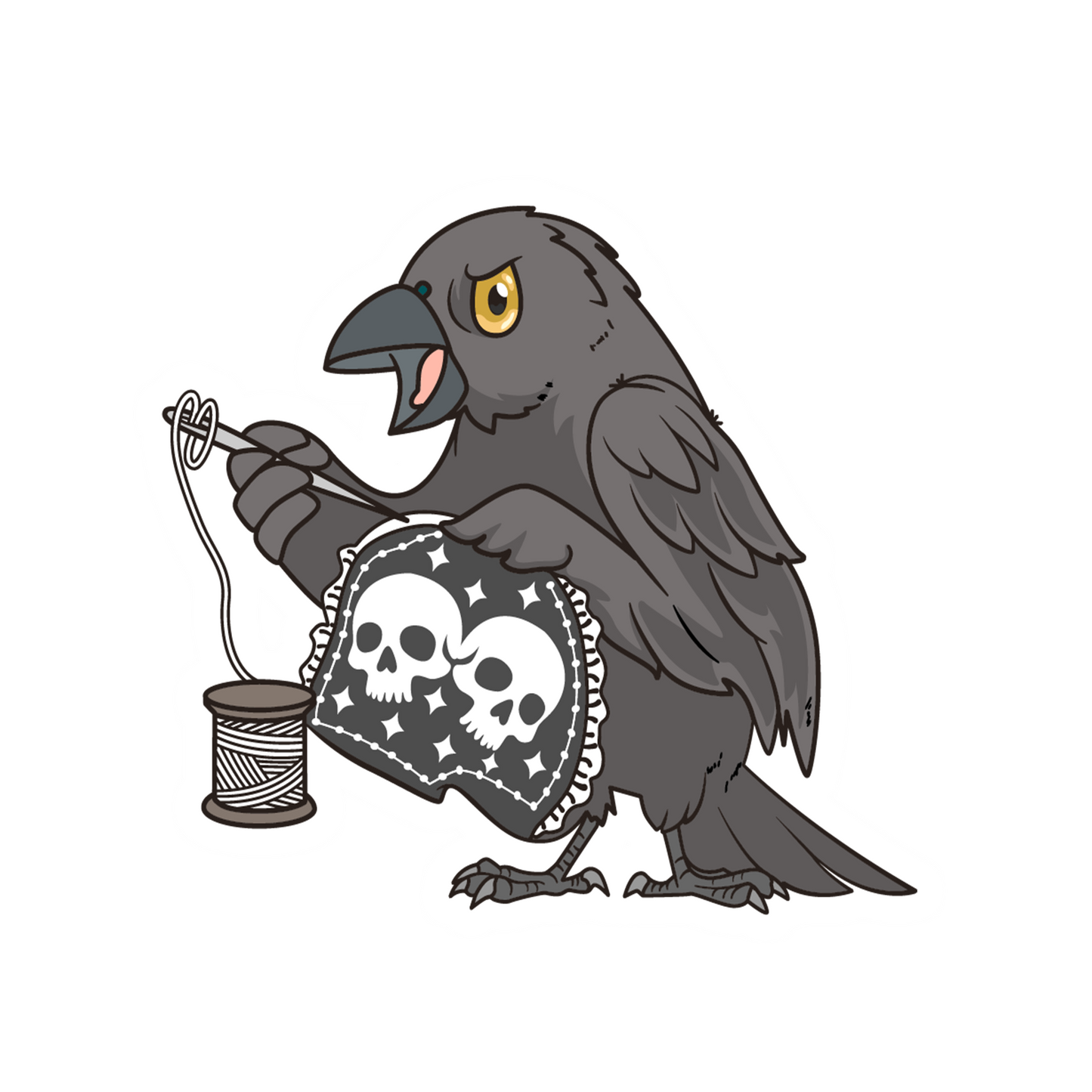 Gothic Crow Stitcher - Sewing Animals Sticker