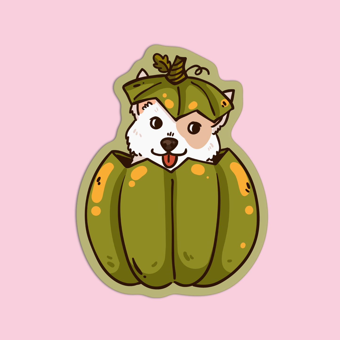 Dog inside a Pumpkin Thanksgiving Sticker