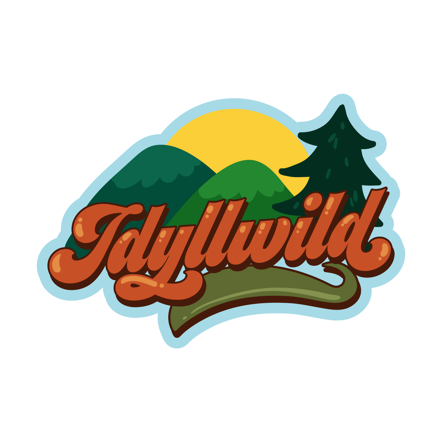 Logo with 'Idyllwild' text and mountain and tree design on a white background