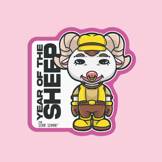 Year of the Sheep Zodiac Cyber Punk Sticker