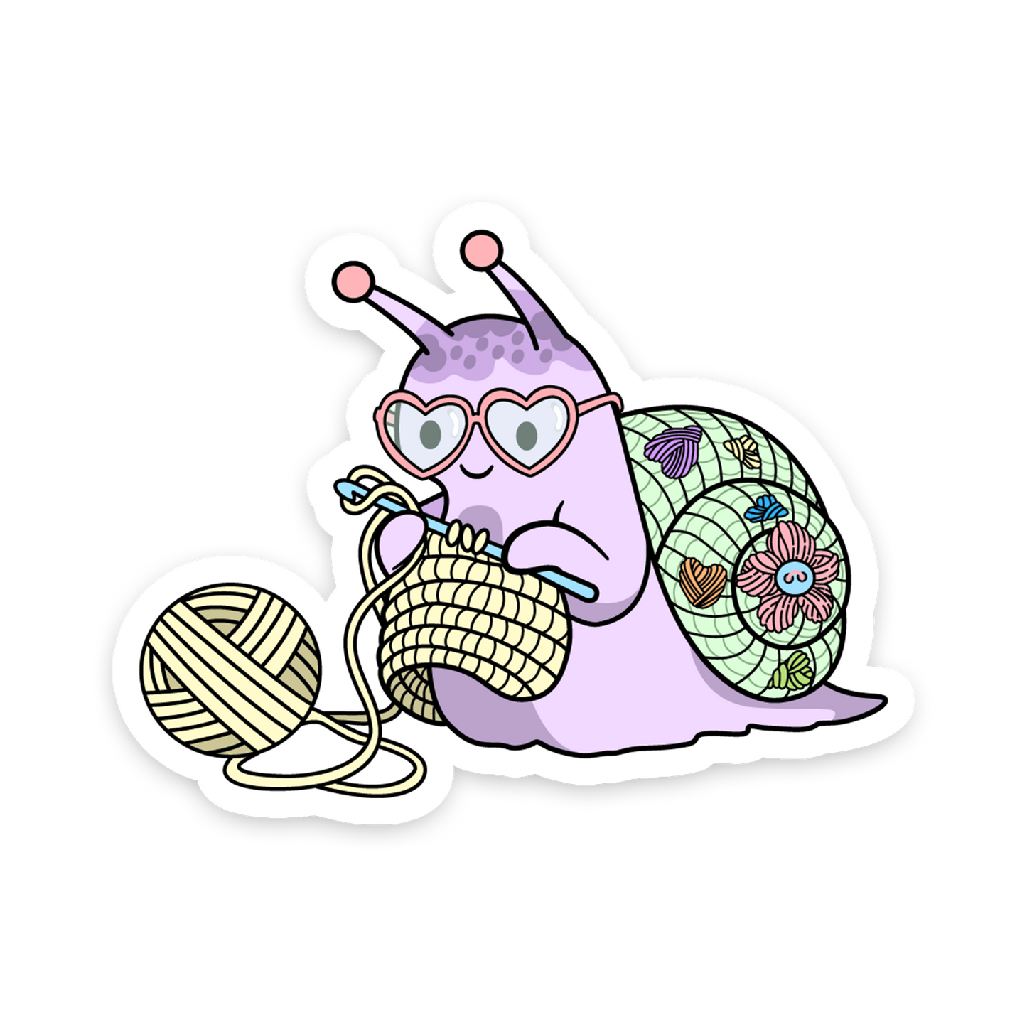 Heart Eyed Snail Crochet - Sewing Animals Sticker