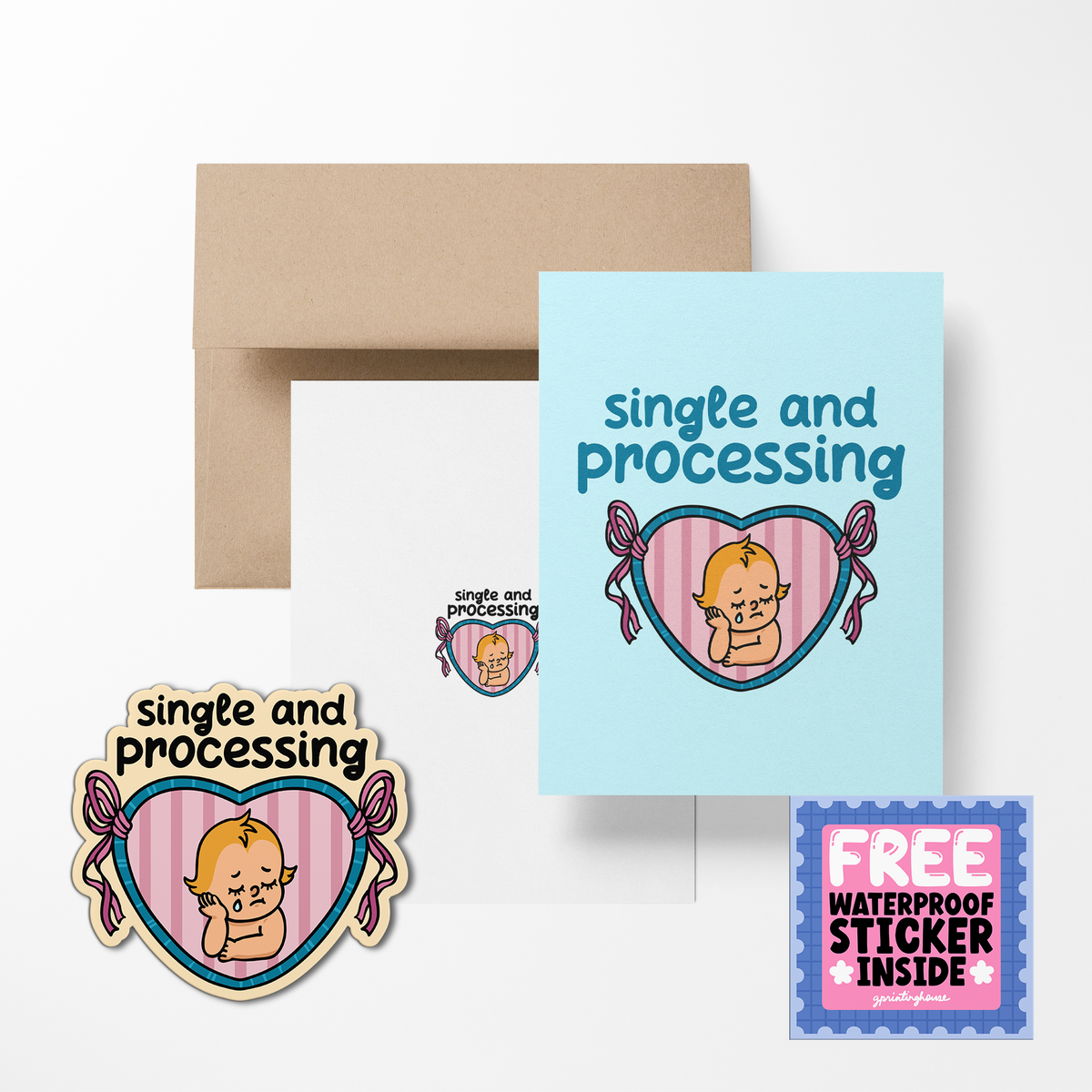 Single and Processing Heartbreak Greeting Cards