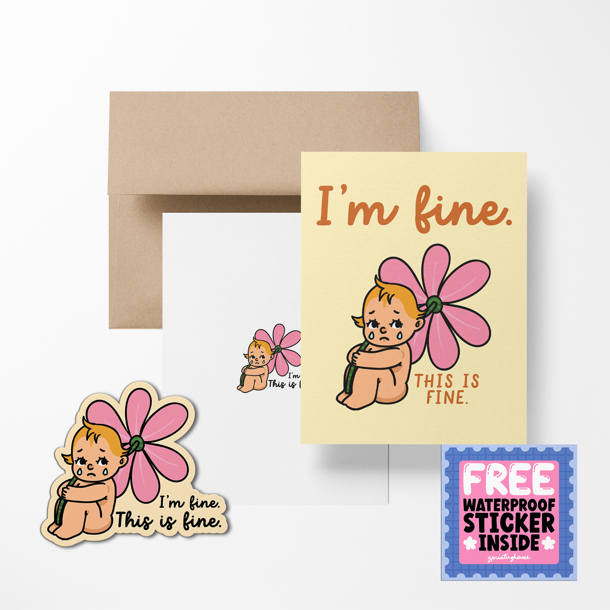 I'm Fine. This is Fine. Heartbreak Greeting Cards