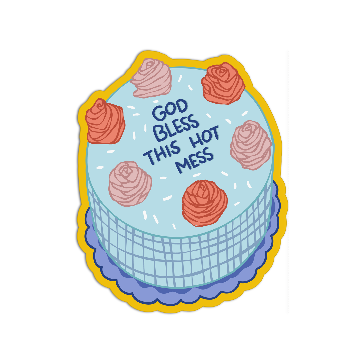 Blue Rosette Cake Stickers