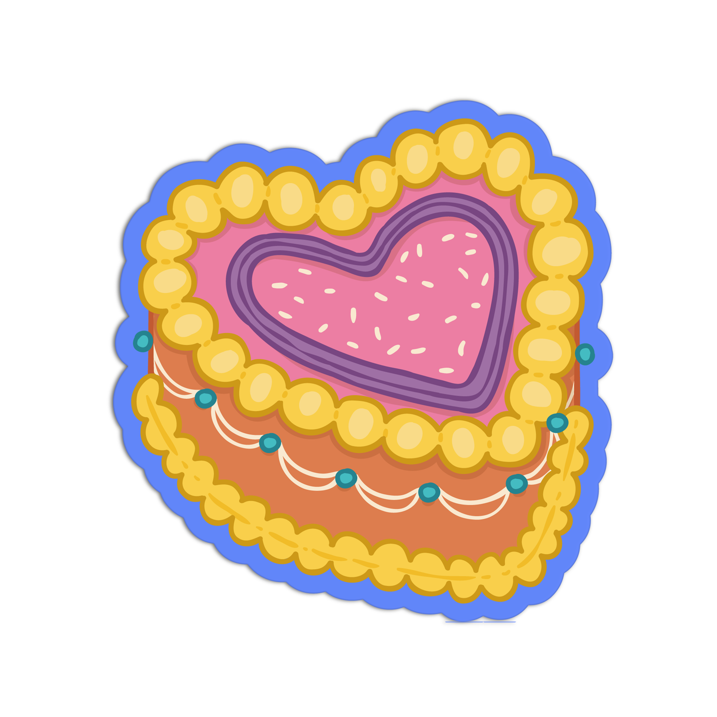 Heart-Shaped Honey Gold Cake Stickers