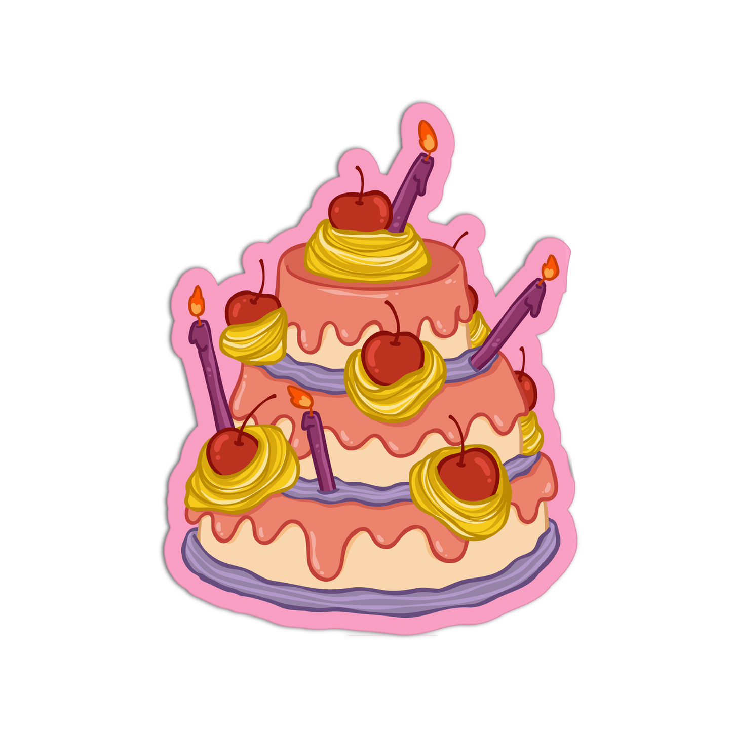 Cherry Custard Cake Stickers