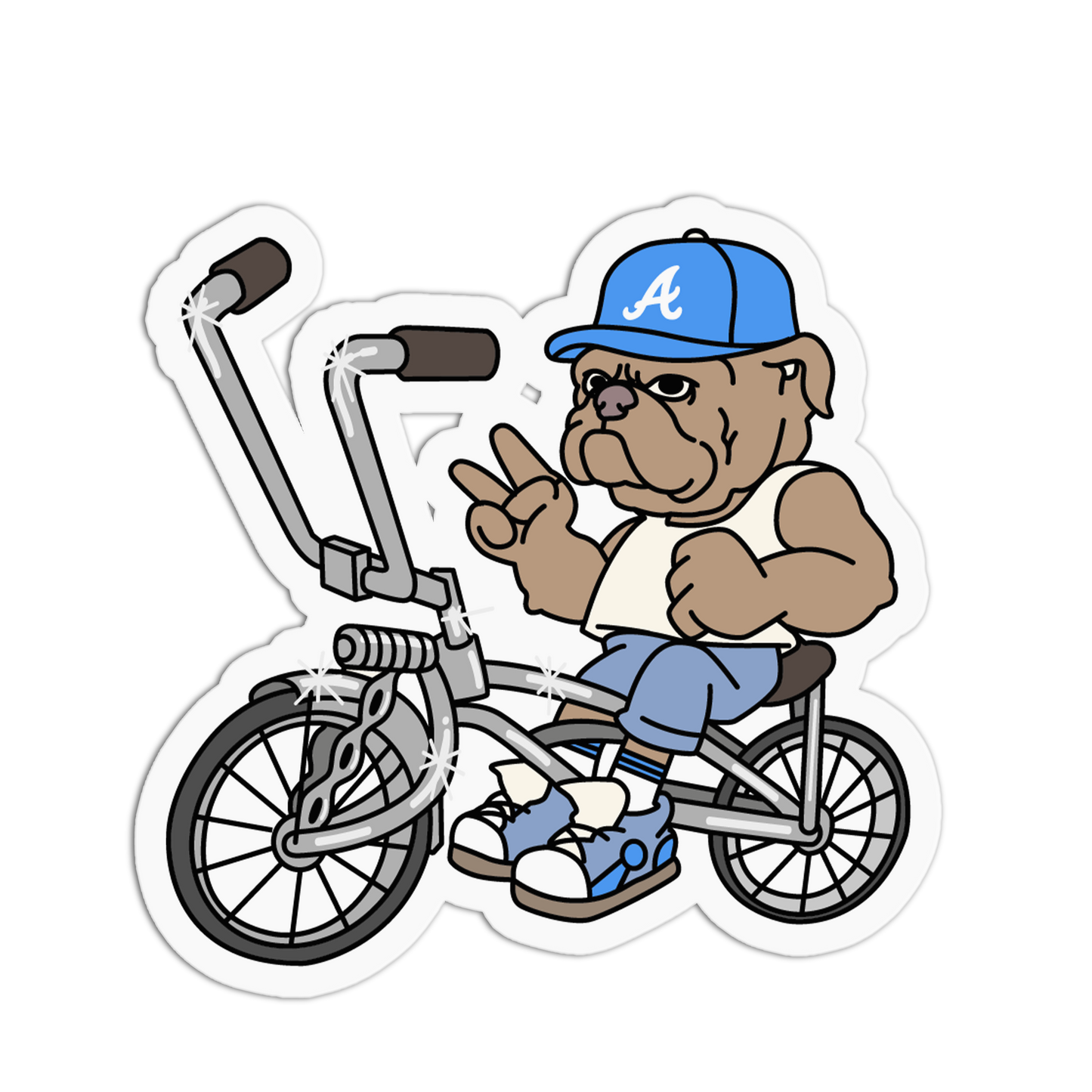 Bulldog Riding Lowrider Cholos And Cholas Sticker