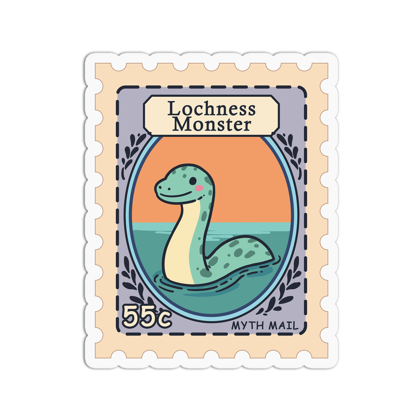 Lochness Monster Highland Mail - Cryptic Stamp Sticker