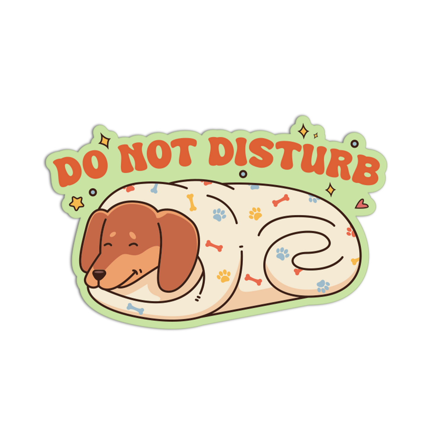 Cartoon dog on a 'Do Not Disturb' sign with a white background
