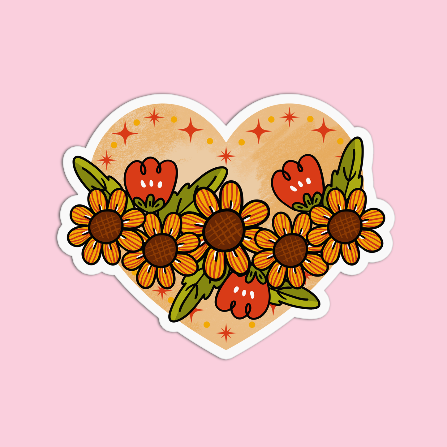 Heart with Flowers Day Of the Dead Halloween Sticker