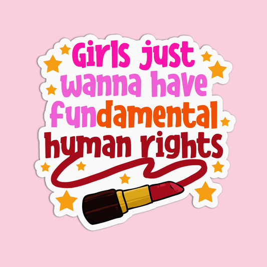 Girls just wanna have fundamental human rights Feminism Sticker