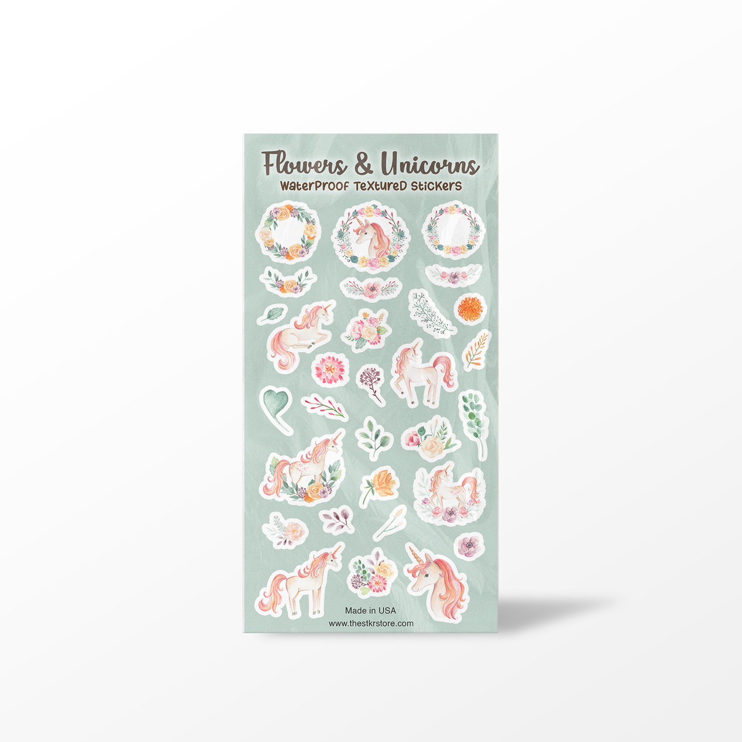 Flowers & Unicorn Sticker Sheet