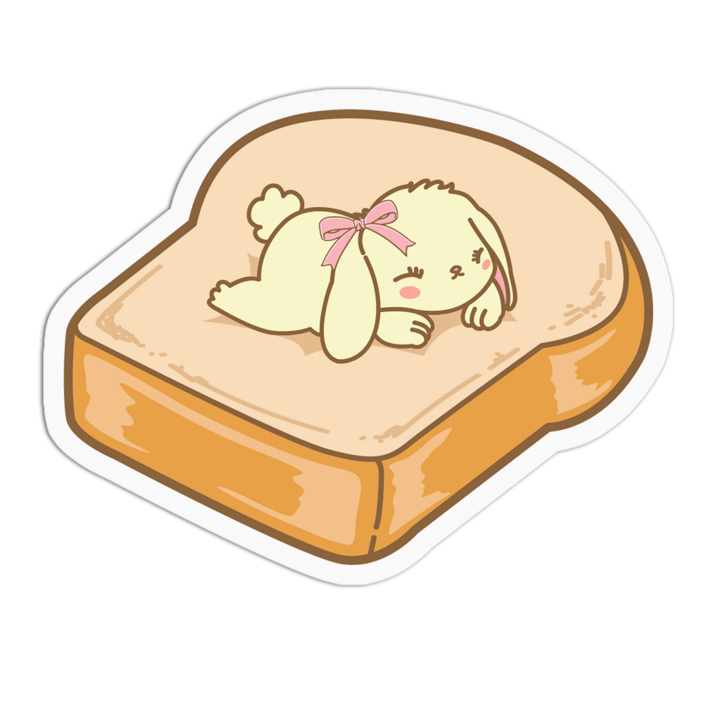 Sleeping Bow Bunny - Fried Egg and Toast Sticker