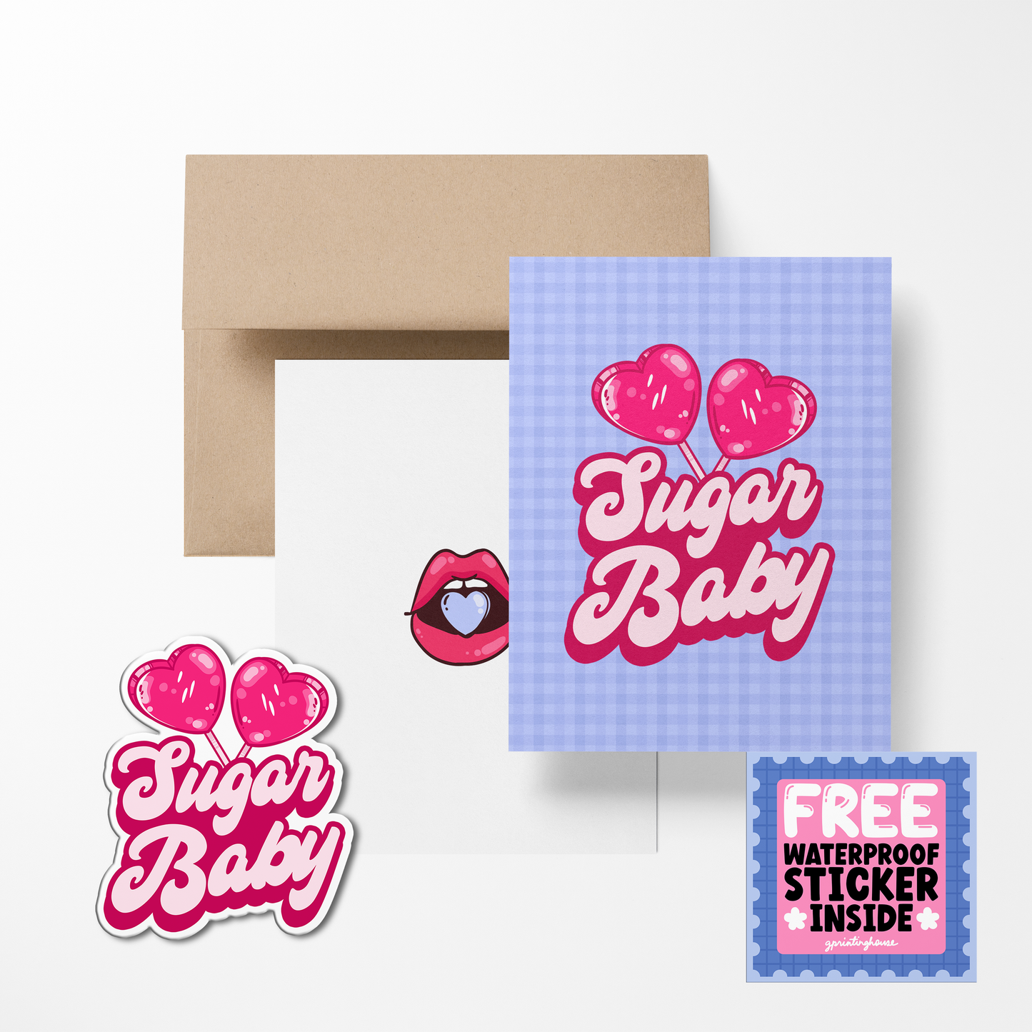 Sugar Baby Cute Greeting Card with Stickers