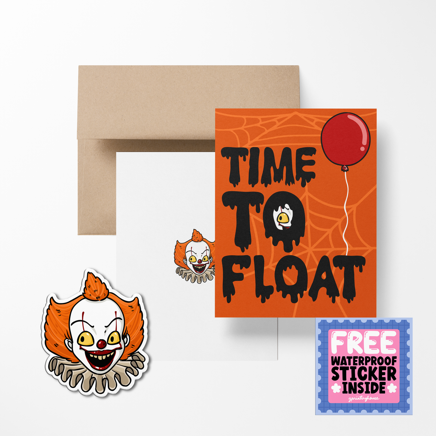 Time to Float Halloween Cute Greeting Card with Stickers