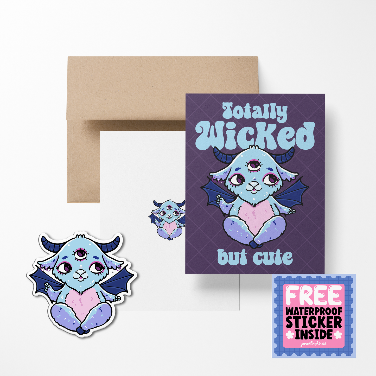 Totally wicked but cute Halloween Cute Greeting Card with Stickers