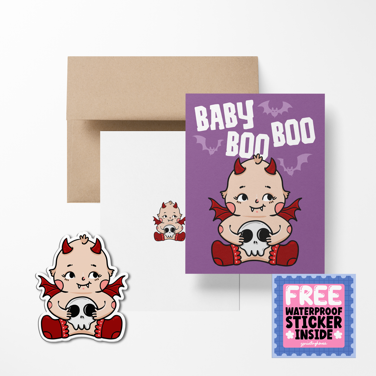 Baby Boo Boo Halloween Cute Greeting Card with Stickers