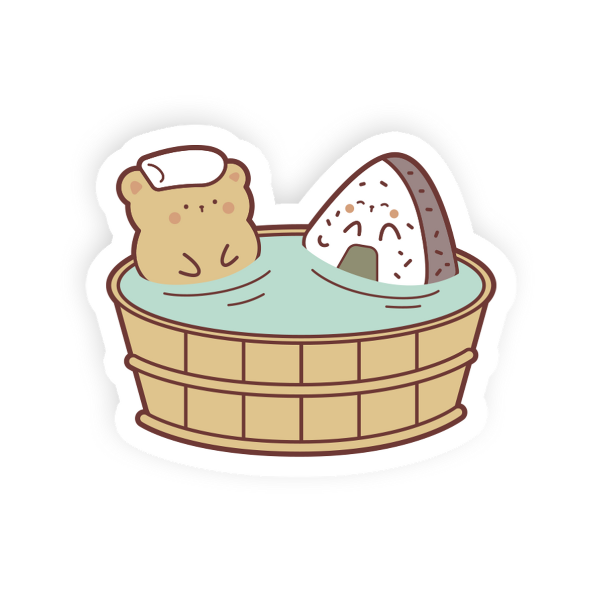 Hot Spring - Onigiri Bear Sticker