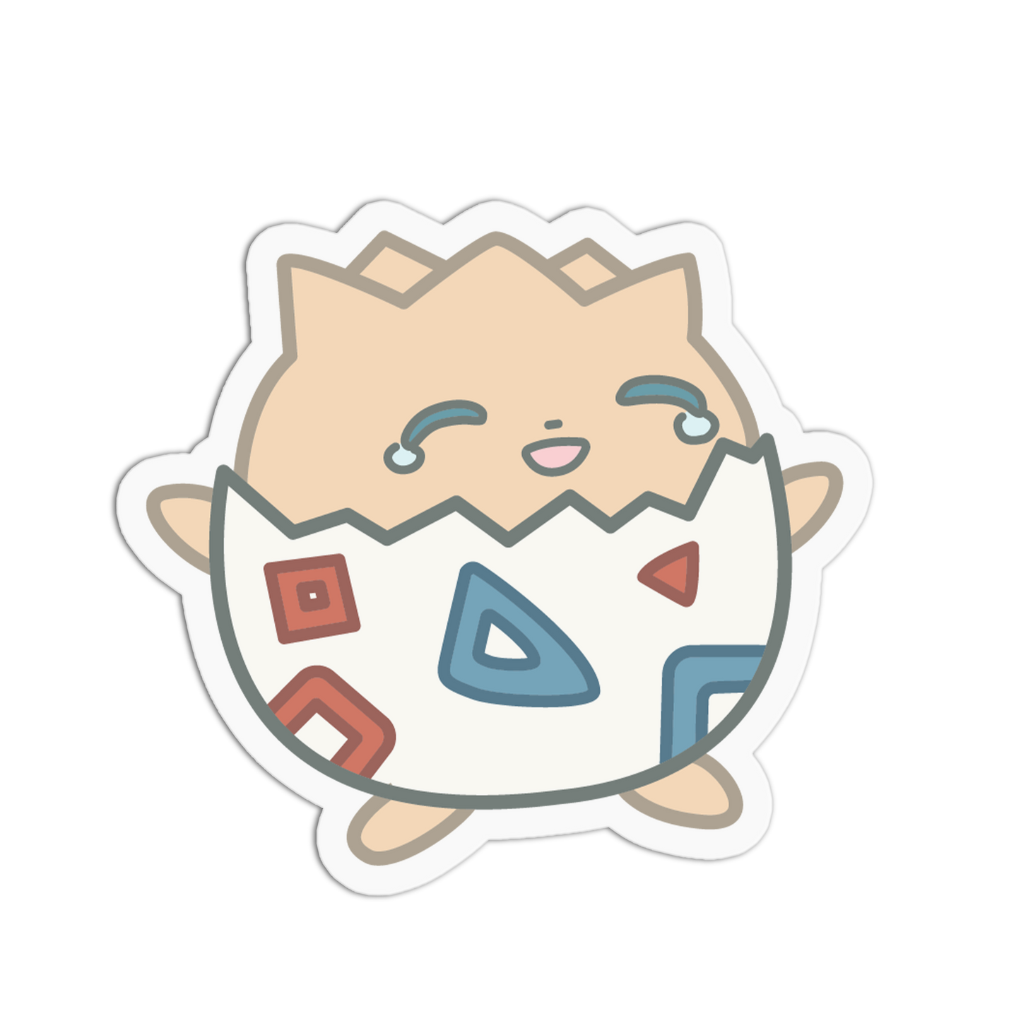 Cartoon character in an egg壳 on a white background