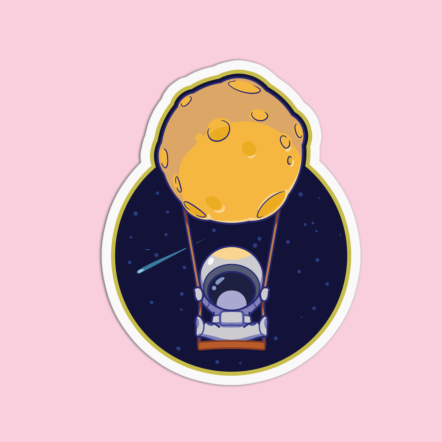 Astronaut & Planet Space One Sticker