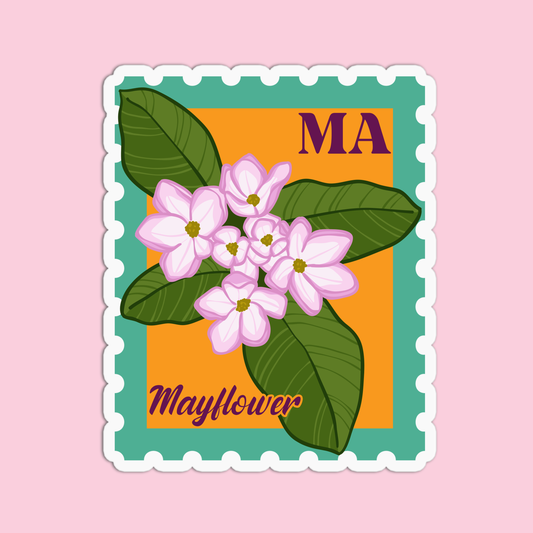 Massachusetts Mayflower State Flower Stickers