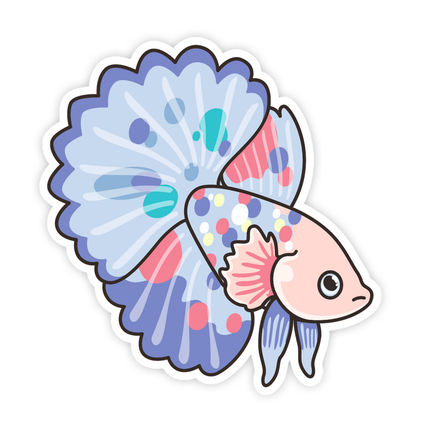 Pastel Multi Color Betta Fish Sticker
