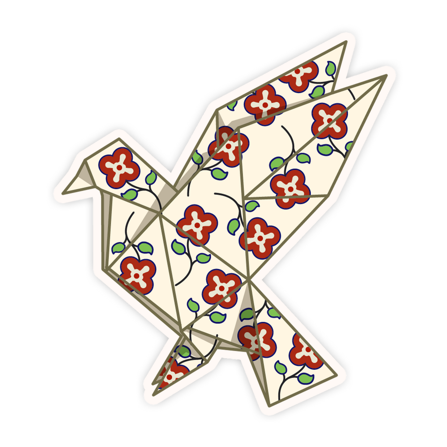 Decorative paper dove with floral patterns on a white background
