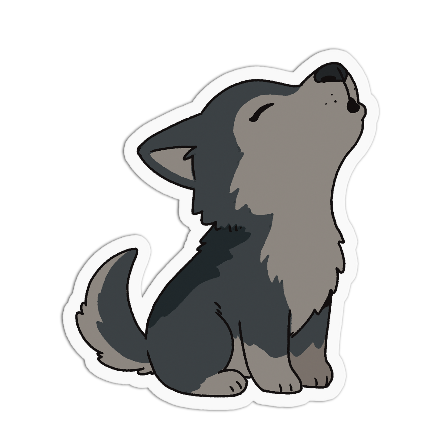 Little Howling Wolf Pup Sticker