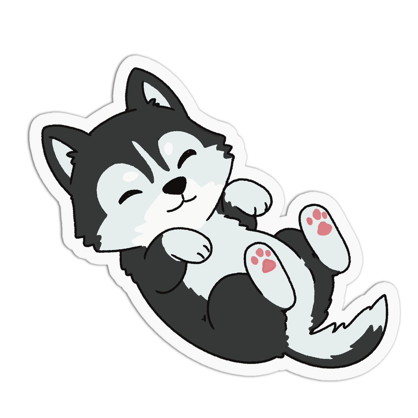 Rolling Black Wolf Pup Sticker