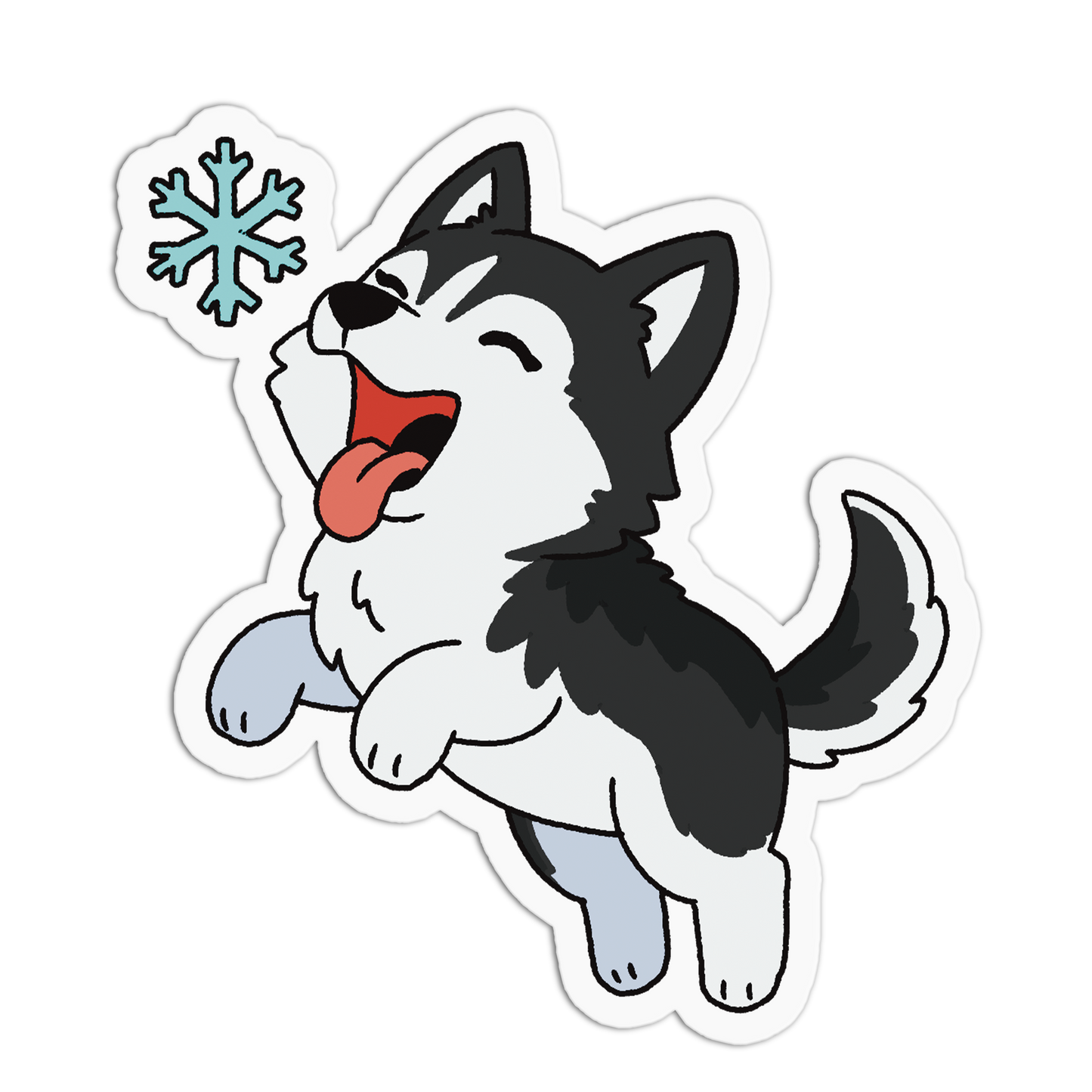 Jumping Winter Wolf Pup Sticker