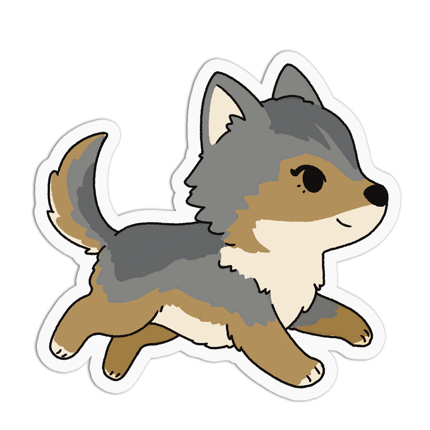 Running Timber Wolf Pup Sticker
