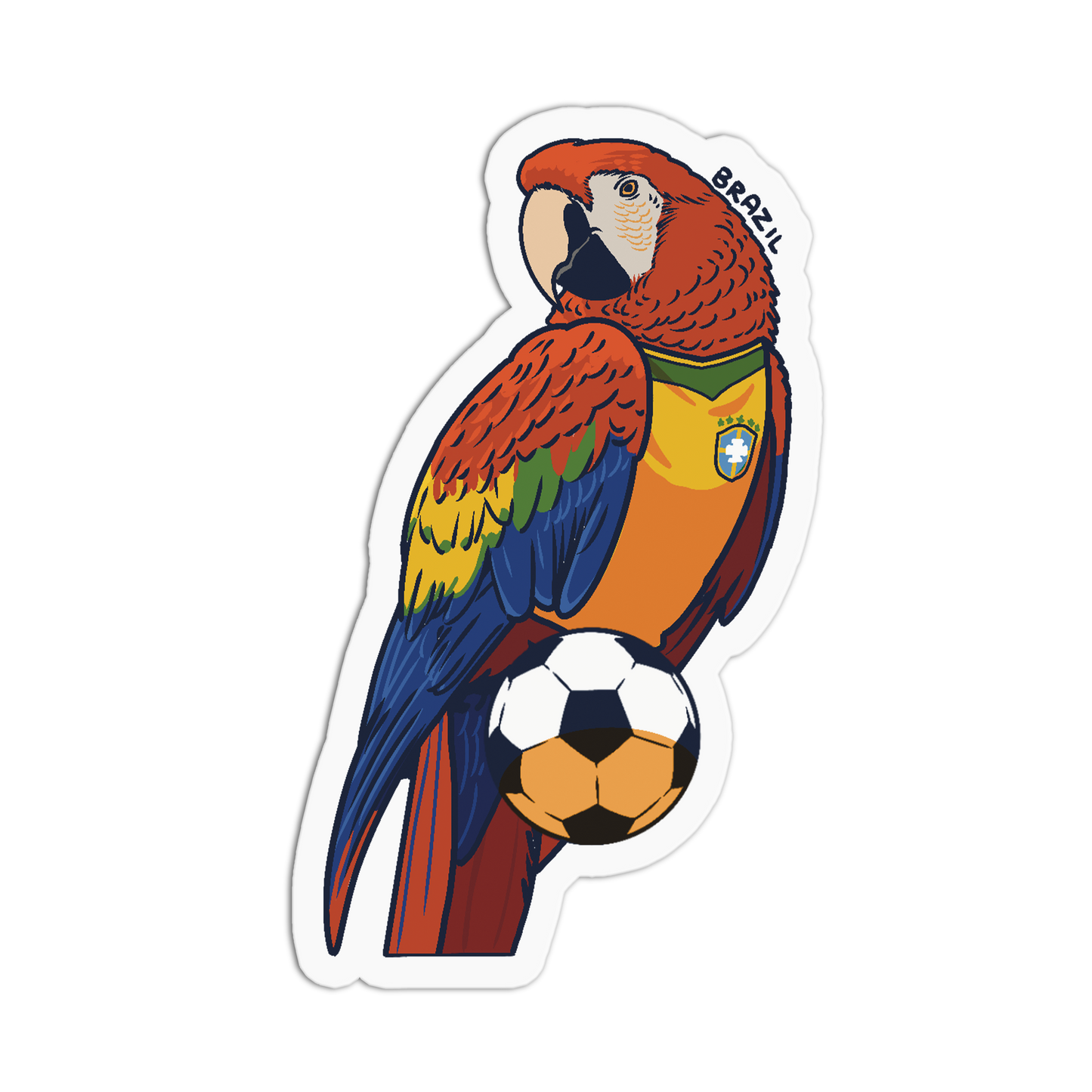 Brazil Macaw Soccer World Cup Sticker