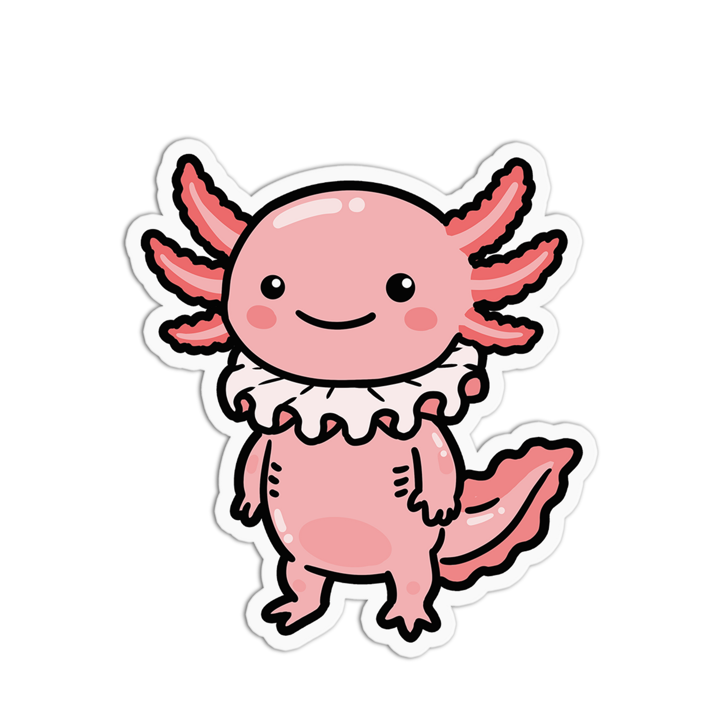 Cartoon axolotl character on a white background