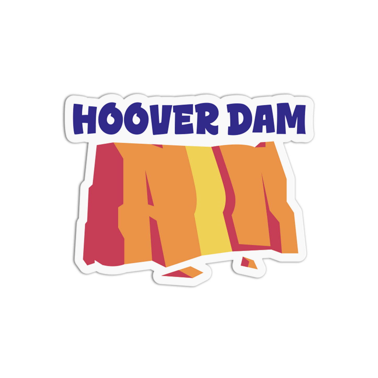 Sticker with 'Hoover Dam' text on a colorful background