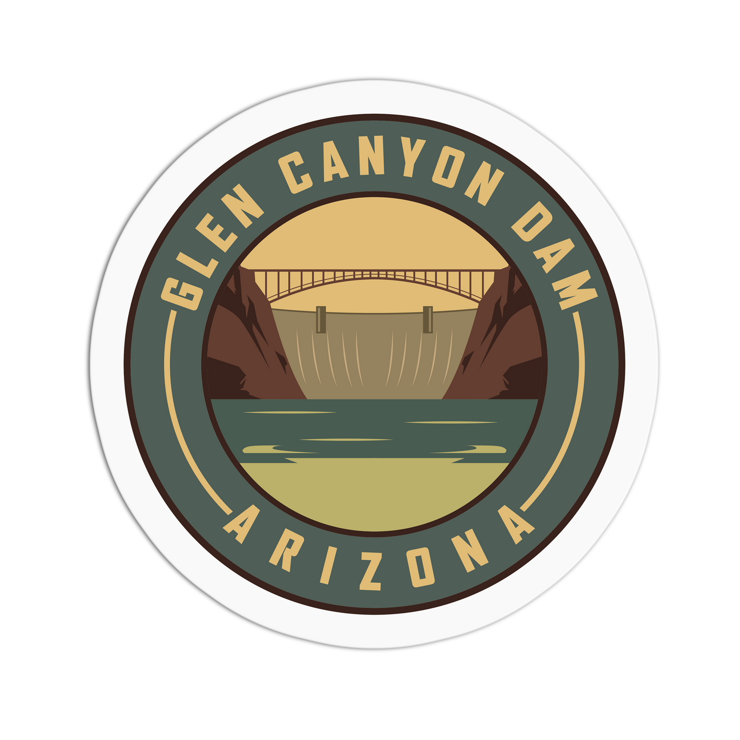 Sticker with Glen Canyon Dam, Arizona design on a white background