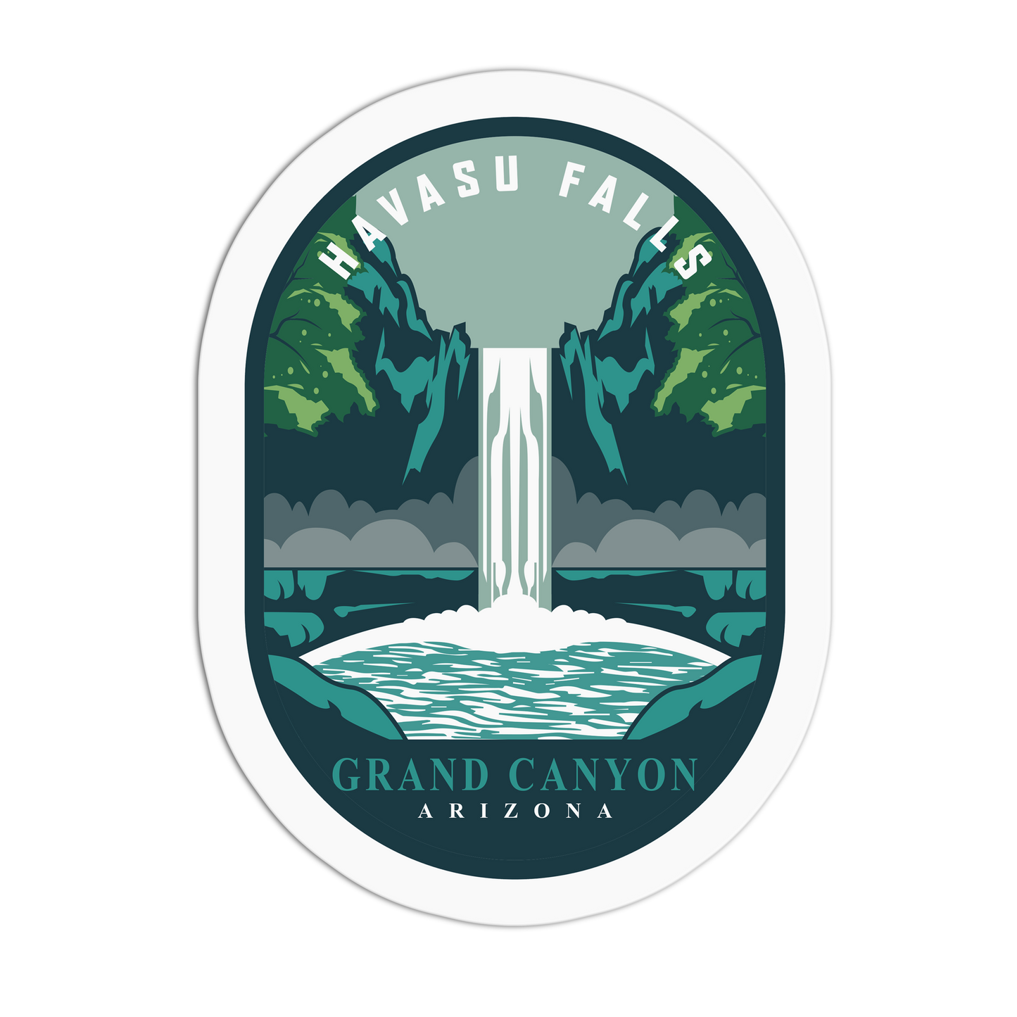 Sticker with Havasu Falls design on a white background