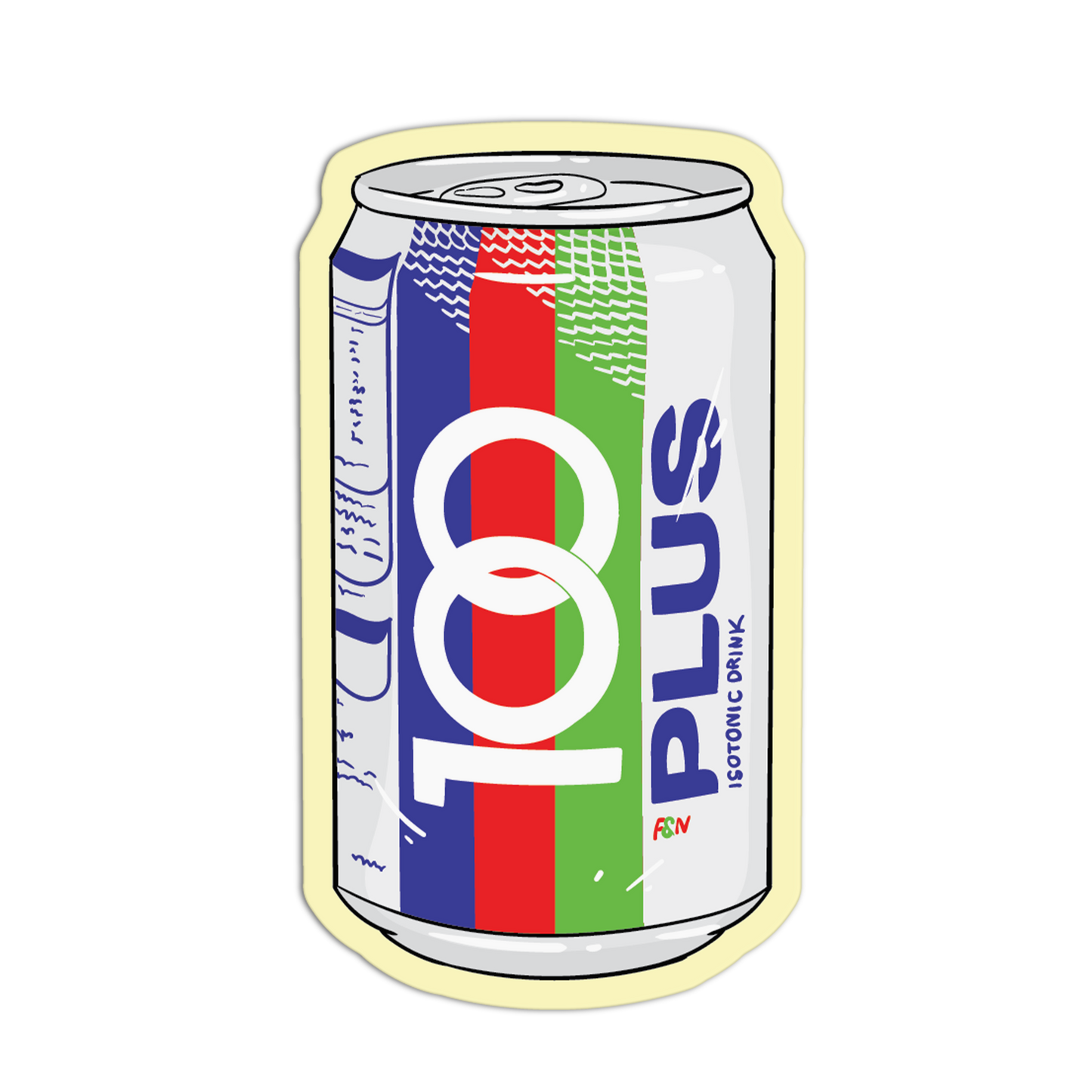 Tri-Color Stripe Can Asian Drinks Stickers