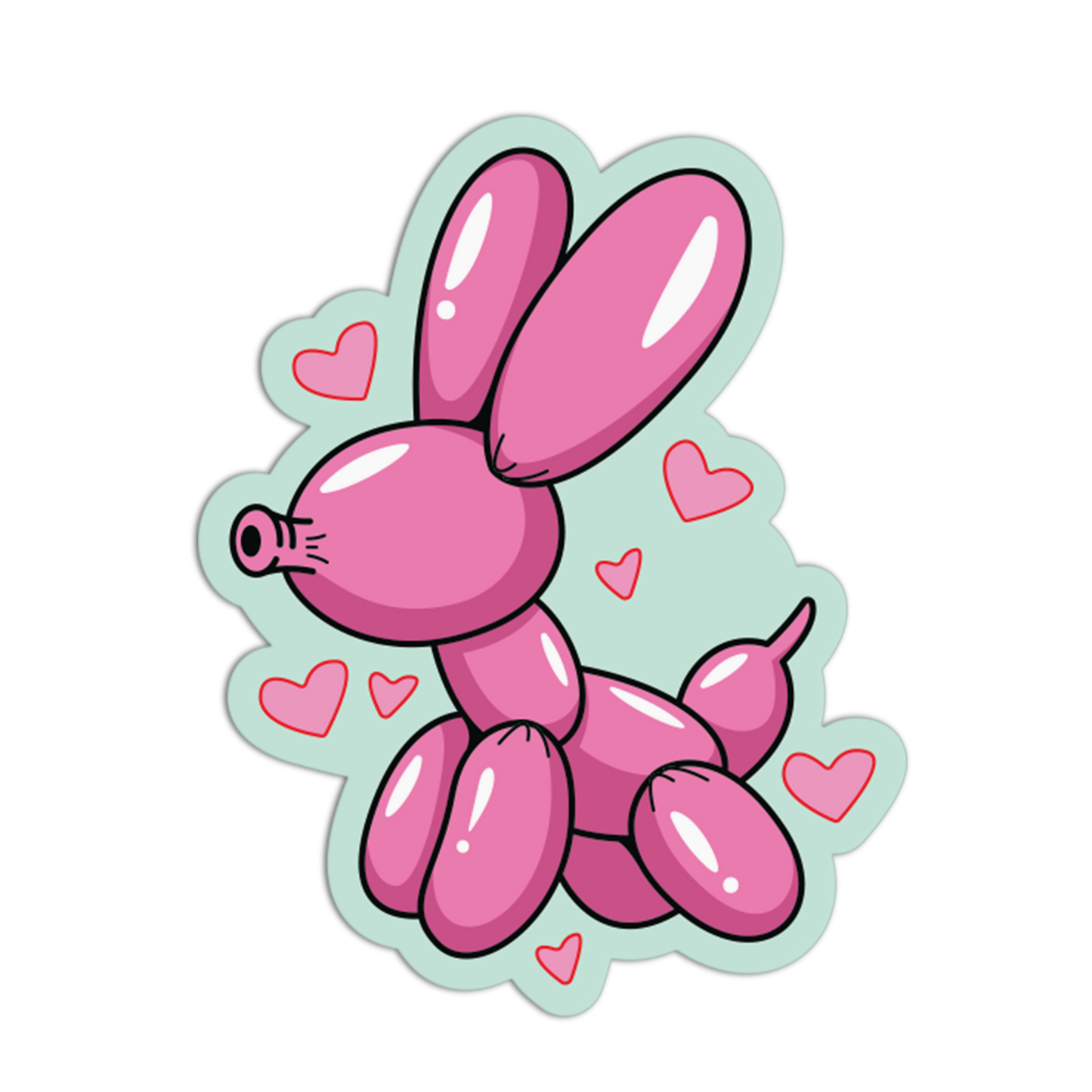Pink Bunny Balloon Animal Sticker