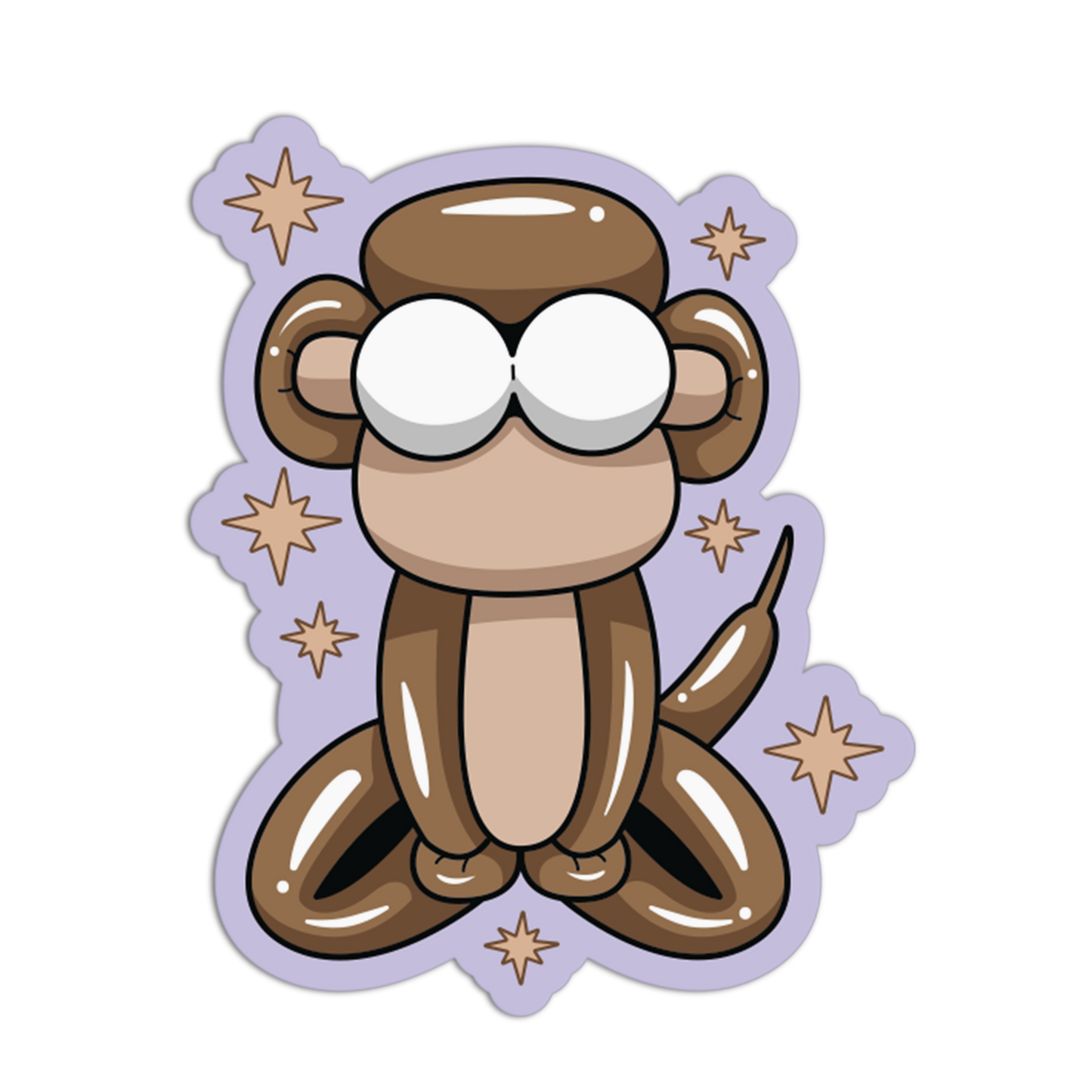 Brown Monkey Balloon Animal Sticker