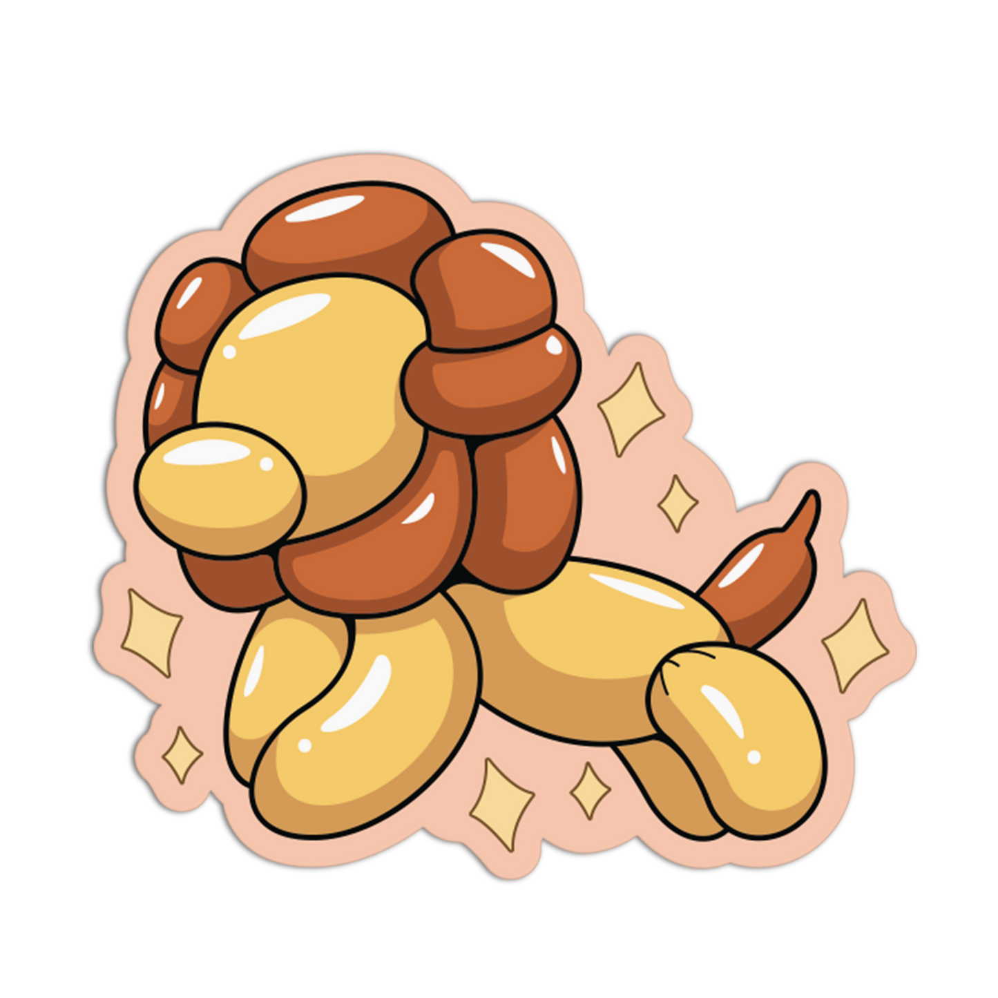 Golden Lion Balloon Animal Sticker
