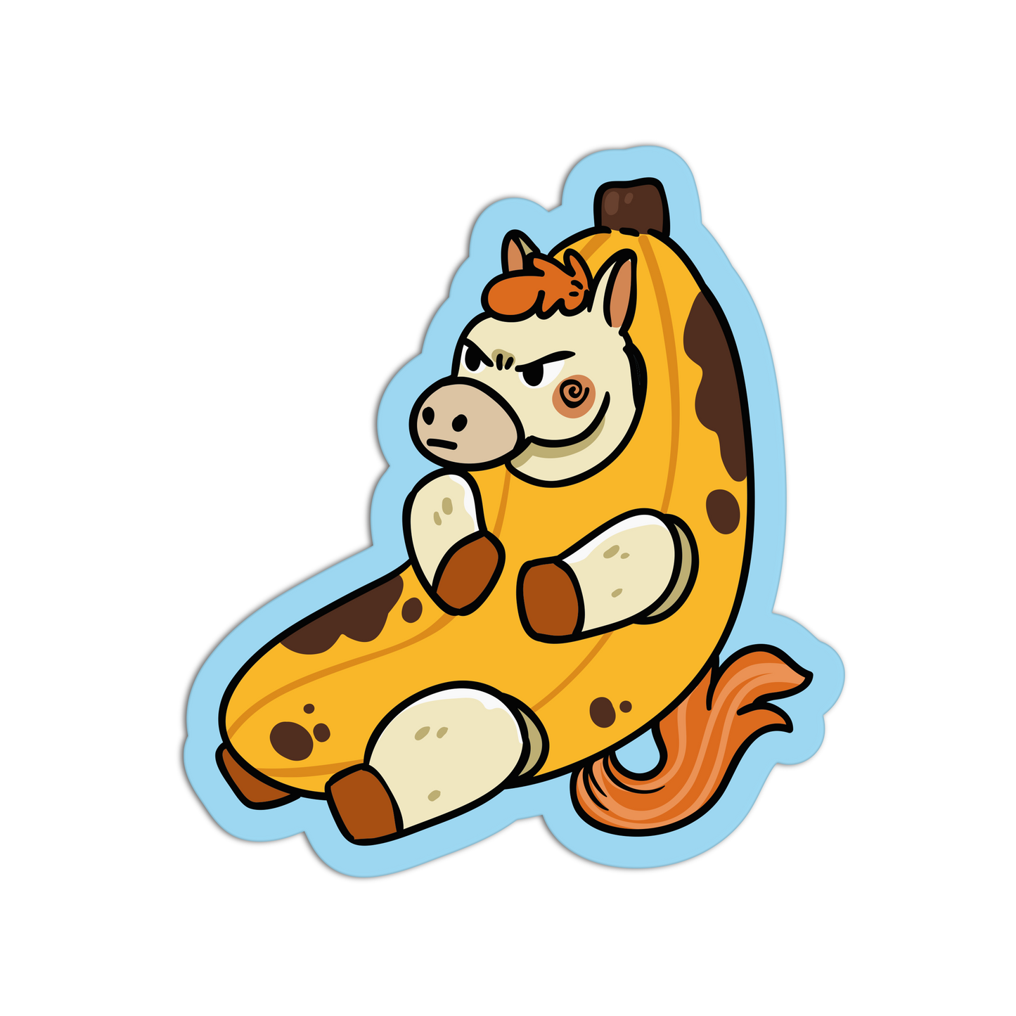Grumpy Little Horse Banana Animals Sticker