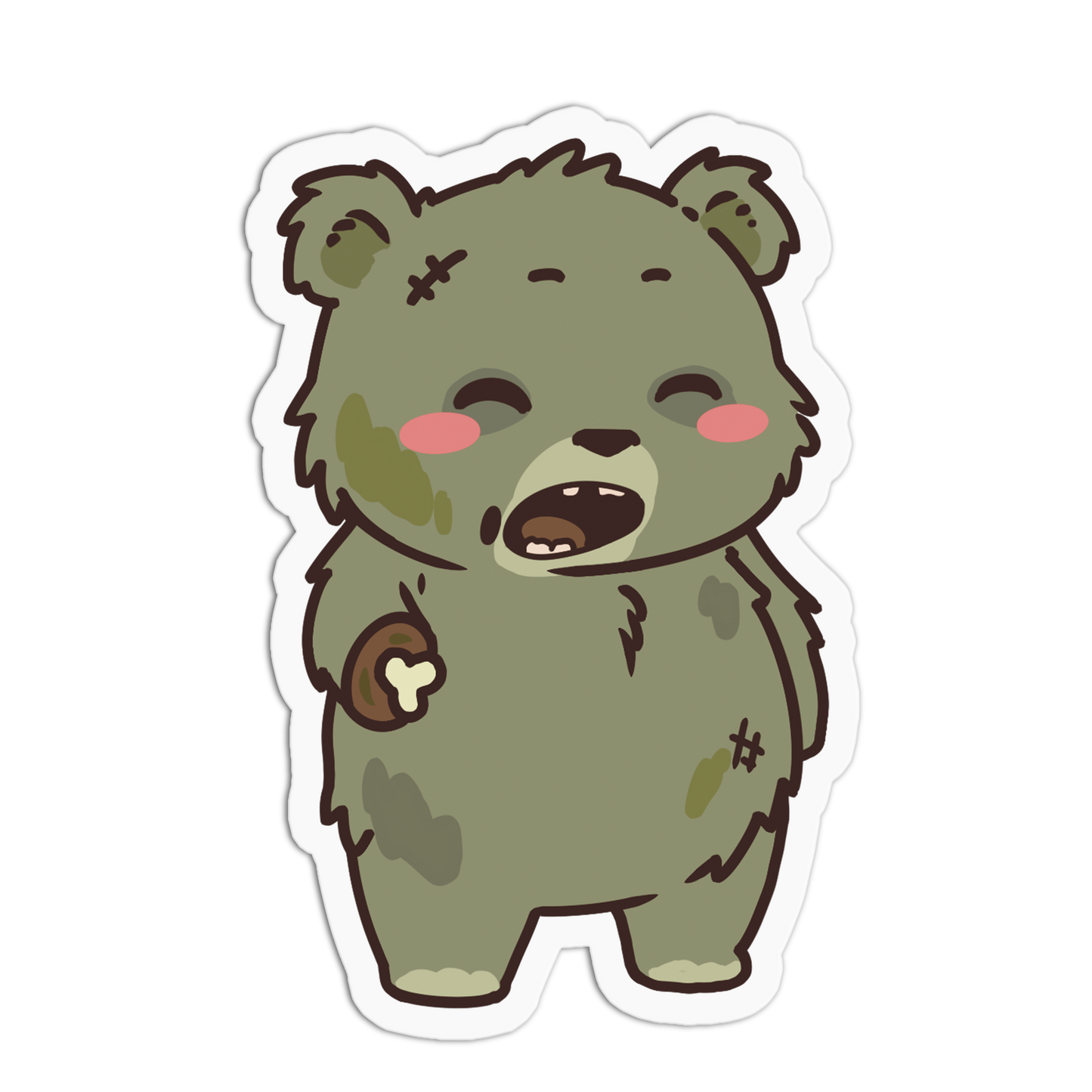 Cute Zombie Bones Bears Halloween Party Sticker