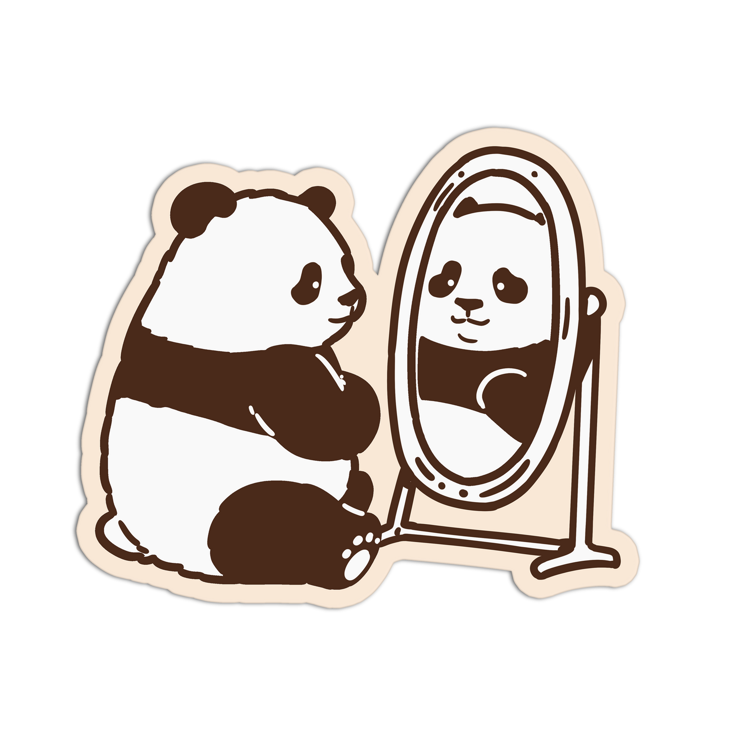 Illustration of a panda looking at itself in a mirror