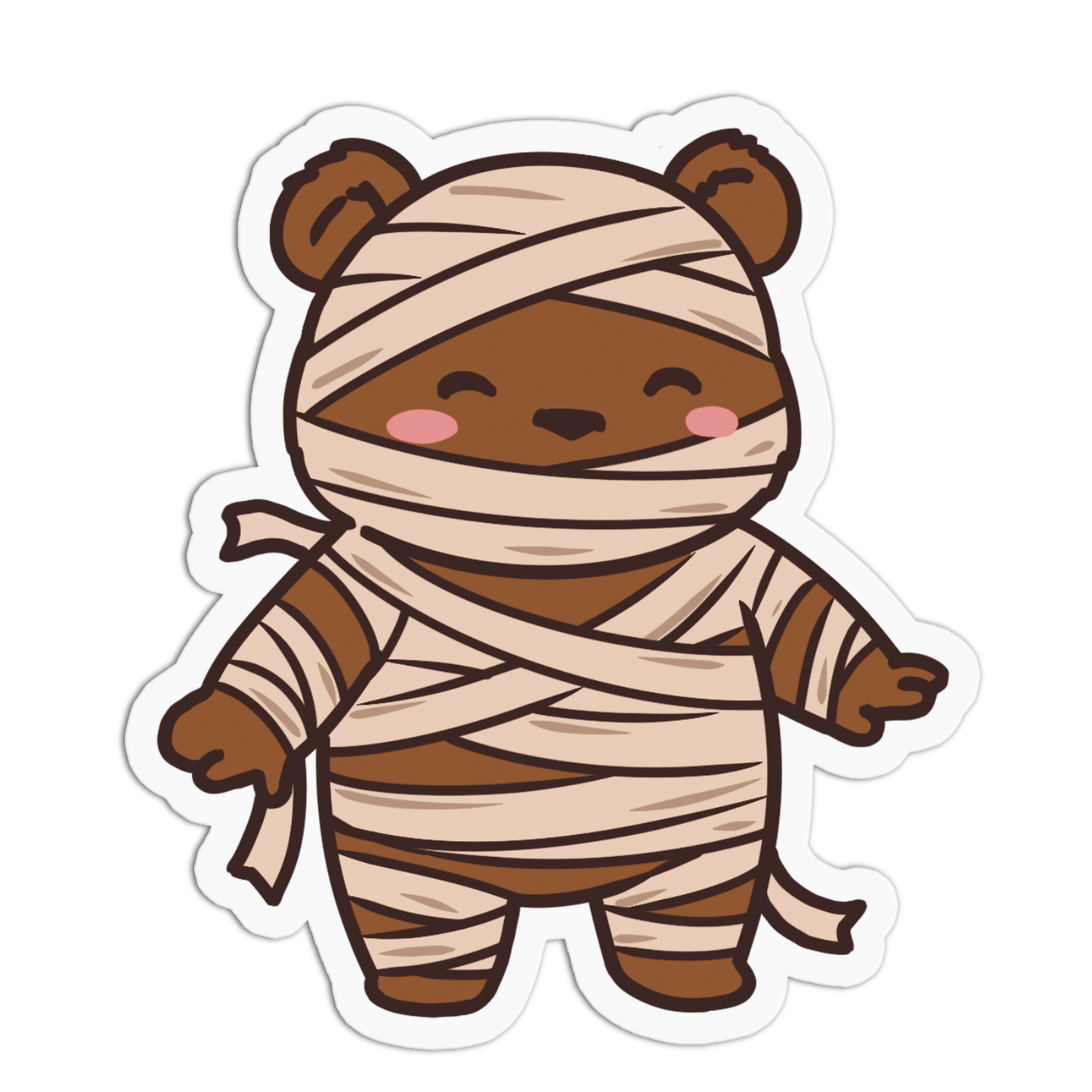 Wrapped Creepy Mummy Bears Halloween Party Sticker
