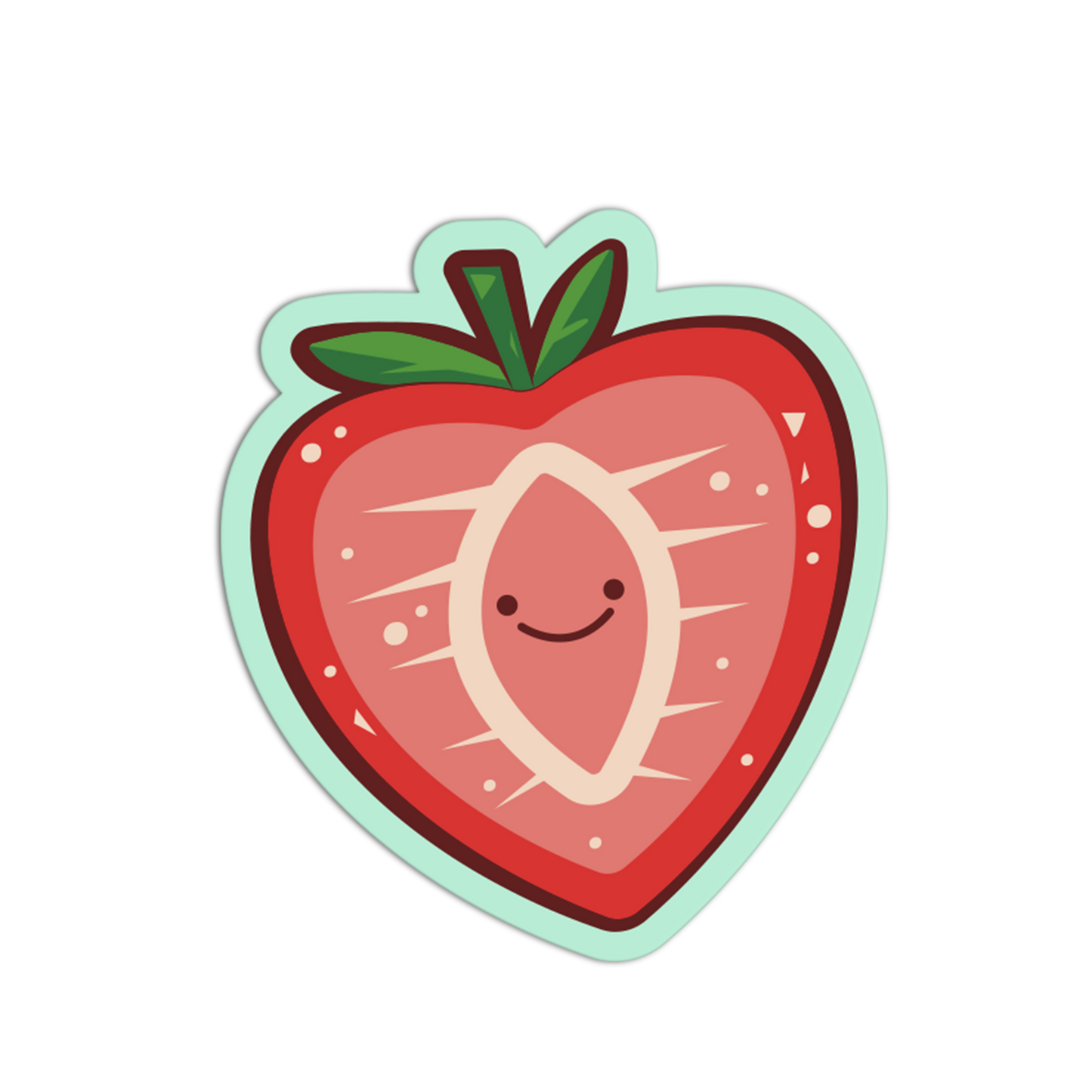 Cartoon strawberry with a smiling face on a white background