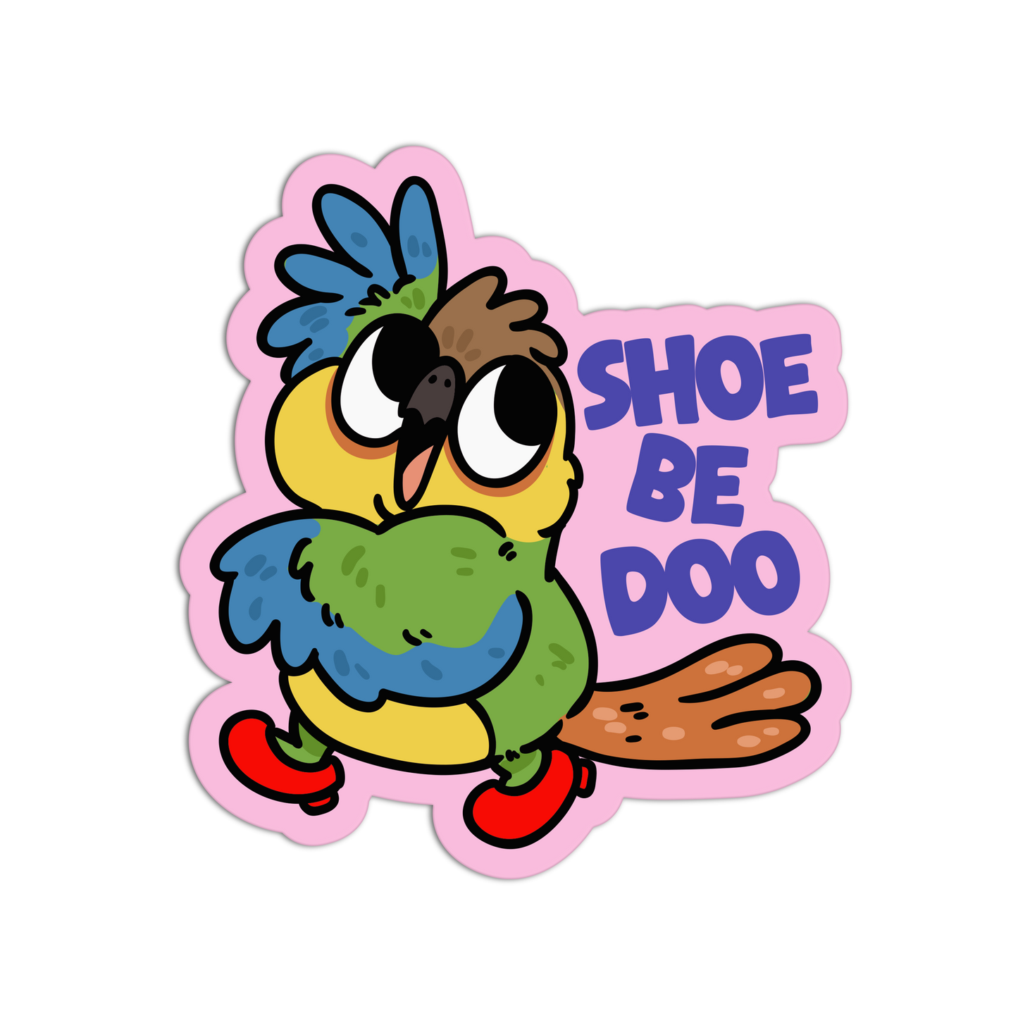 Shoe Be Doo Parakeet - Birds With Shoes Sticker