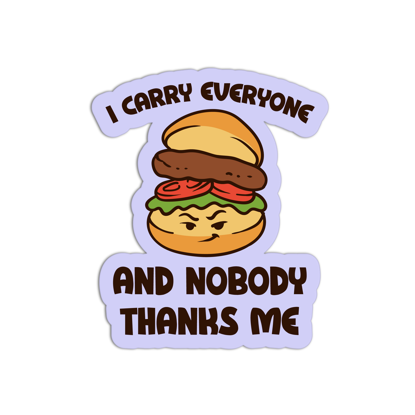 Grumpy Bottom Bun - Burger And Fries Sticker