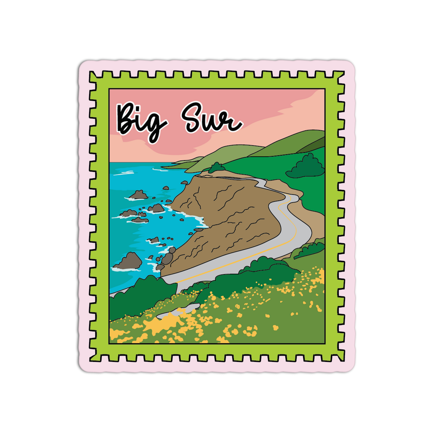 Big Sur California Stamp Sticker